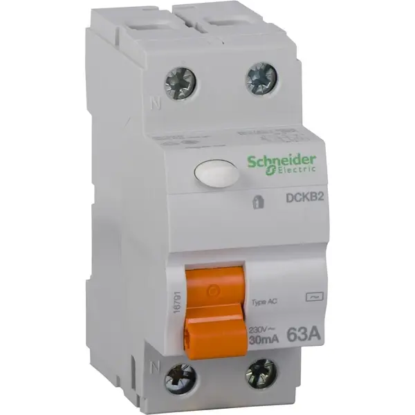 Schneider Electric - 16791 - RCCB 2P 63A 30MA AC DOMAE BICONN ECT - 1