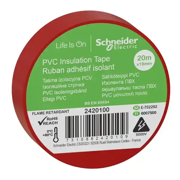 Schneider Electric - 2420100 - Insulation tape 19mmx20m red - 1