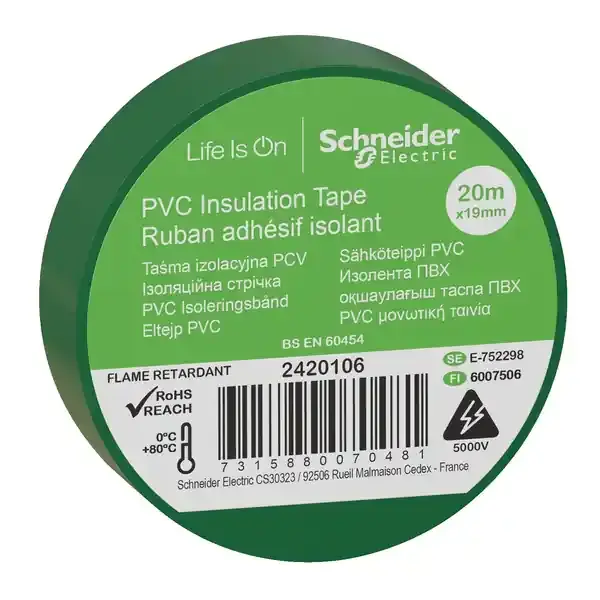 Schneider Electric - 2420106 - Insulation tape 19mmx20m green - 1