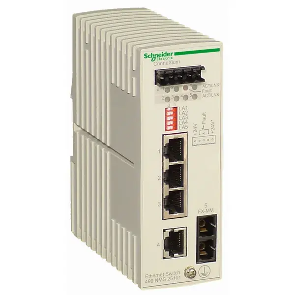 Schneider Electric - 499NMS25101 - CONNEXIUM SWITCH 4TX/1FX MULTIMODE - 1
