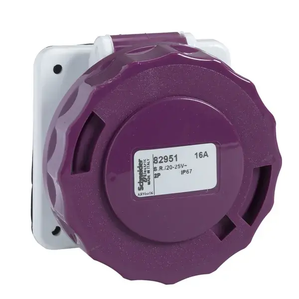 Schneider Electric - 82951 - SOCKET PANEL MOUNT STRAIGHT 16A 2P 20/25 - 1