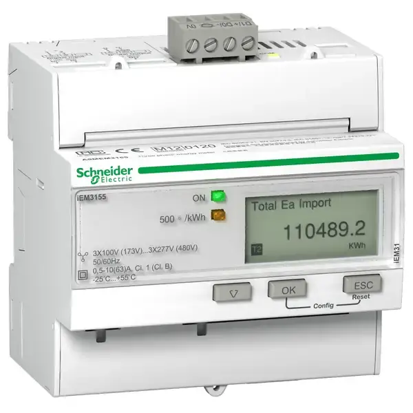 Schneider Electric - A9MEM3155 - TRIPHASE KWH METER 63A MODBUS MID - 1
