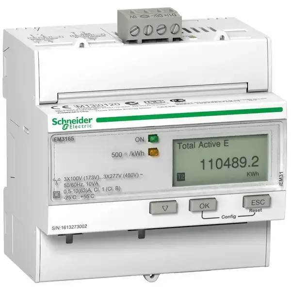 Schneider Electric - A9MEM3165 - TRIPHASE KWH METER 63A BACNET MID - 1