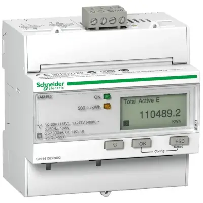 Schneider Electric - A9MEM3165 - TRIPHASE KWH METER 63A BACNET MID - 1