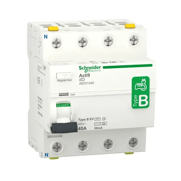 Schneider Electric - A9Z51440 - Acti9 iID 4P 40A 30mA B EV RCCB - 1