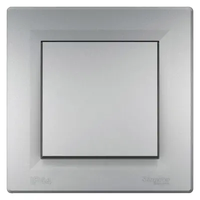 Schneider Electric - EPH0400461 - Asfora 2-way Switch w/Frame IP44 Alum - 1