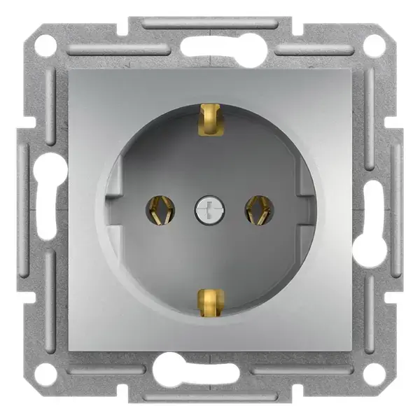 Schneider Electric - EPH2900161 - Asfora Side-earth Socket Outlet Alum - 1