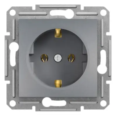 Schneider Electric - EPH2900162 - Asfora Side-earth Socket Outlet Steel - 1