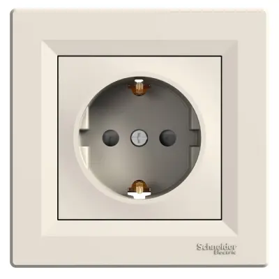 Schneider Electric - EPH2900223 - Asfora Side-e. Socket Out. w/Shtr Cream - 1