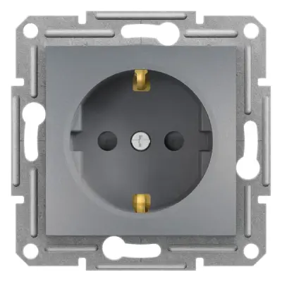 Schneider Electric - EPH2900262 - Asfora Side-e. Socket Out. w/Shtr Steel - 1