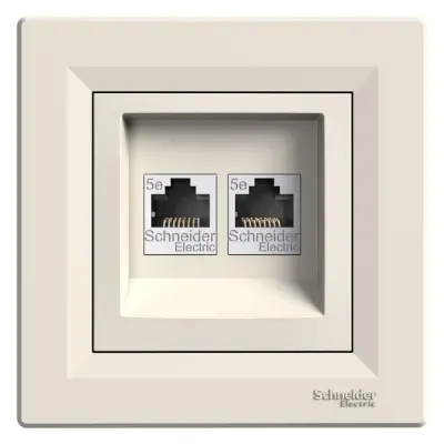Schneider Electric - EPH4400123 - Asfora 2xRJ45 Cat5e Data Sckt UTP Cream - 1