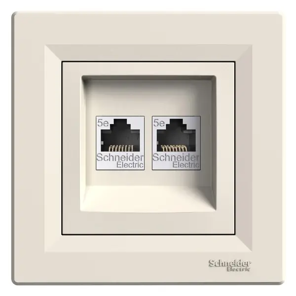 Schneider Electric - EPH4400123 - Asfora 2xRJ45 Cat5e Data Sckt UTP Cream - 1