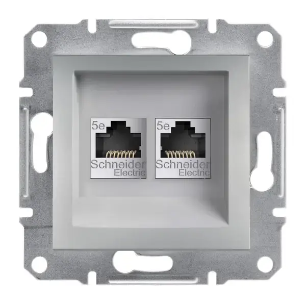 Schneider Electric - EPH4400161-02 - Asfora 2xRJ45 Empty Data Socket Alum - 1