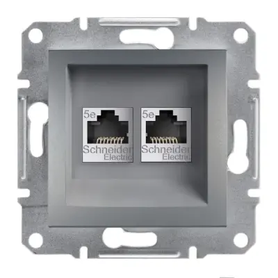Schneider Electric - EPH4400162 - Asfora 2xRJ45 Cat5e Data Sckt UTP Steel - 1