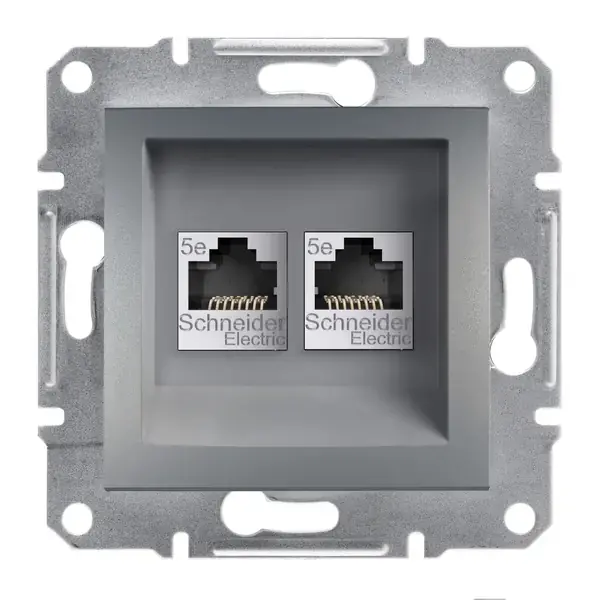 Schneider Electric - EPH4400162 - Asfora 2xRJ45 Cat5e Data Sckt UTP Steel - 1
