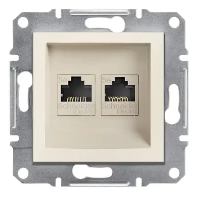 Schneider Electric - EPH4470123 - Asfora 2xRJ45 Cat5e UTP w/o Frm Cream - 1