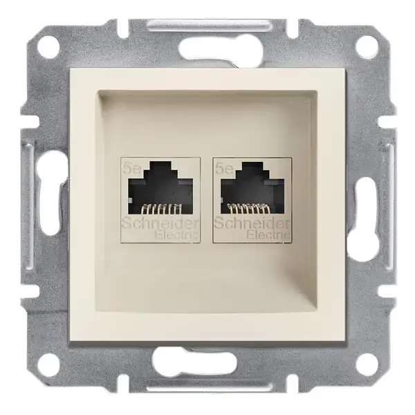 Schneider Electric - EPH4470123 - Asfora 2xRJ45 Cat5e UTP w/o Frm Cream - 1