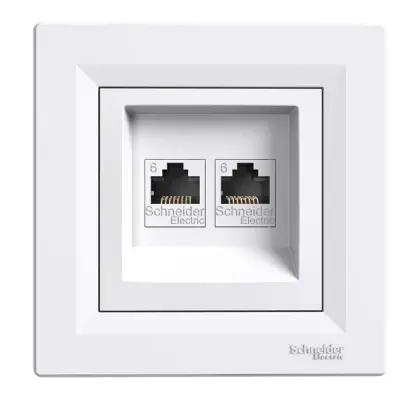 Schneider Electric - EPH4800121 - Asfora 2xRJ45 Cat6 UTP Data Socket White - 1