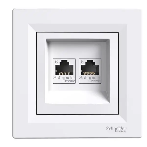 Schneider Electric - EPH4800121 - Asfora 2xRJ45 Cat6 UTP Data Socket White - 1