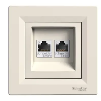 Schneider Electric - EPH4800123 - Asfora 2xRJ45 Cat6 UTP Data Socket Cream - 1