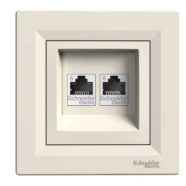Schneider Electric - EPH4800123 - Asfora 2xRJ45 Cat6 UTP Data Socket Cream - 1