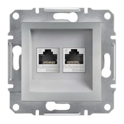 Schneider Electric - EPH4800161 - Asfora 2xRJ45 Cat6 UTP Data Socket Alum - 1