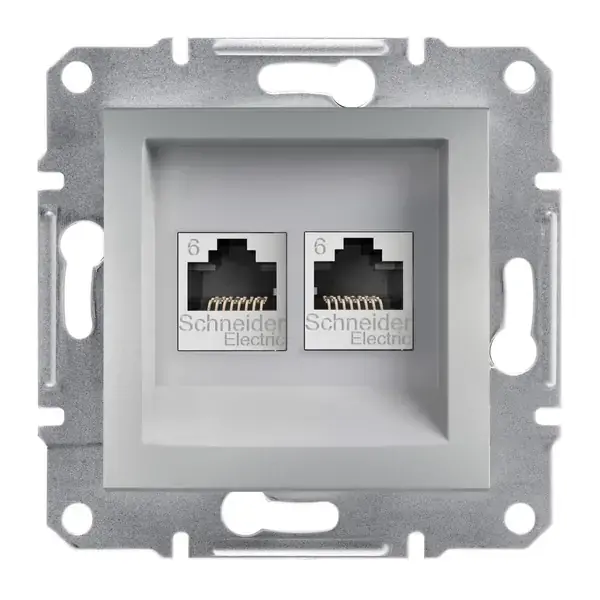 Schneider Electric - EPH4800161 - Asfora 2xRJ45 Cat6 UTP Data Socket Alum - 1