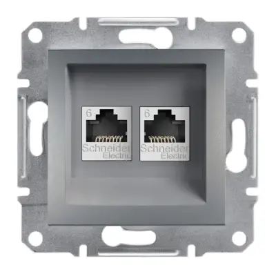 Schneider Electric - EPH4800162 - Asfora 2xRJ45 Cat6 UTP Data Socket Steel - 1