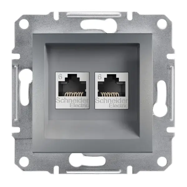 Schneider Electric - EPH4800162 - Asfora 2xRJ45 Cat6 UTP Data Socket Steel - 1