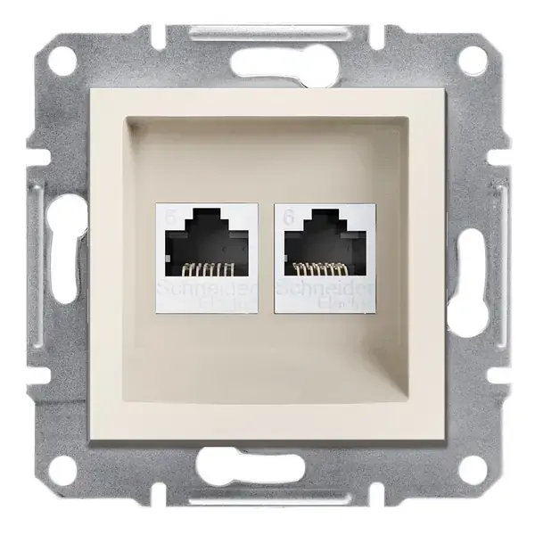 Schneider Electric - EPH4870123 - Asfora 2xRJ45 Cat6 UTP Skt w/o Frm Crm - 1