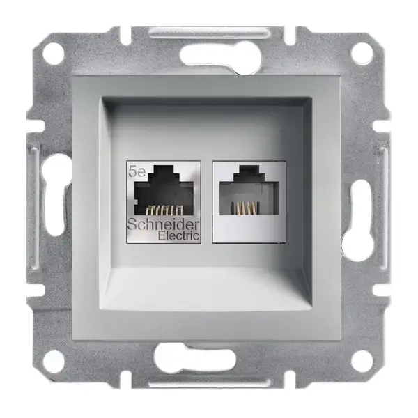Schneider Electric - EPH4900161 - Asfora RJ45+RJ12 Cat5e UTP Data Skt Alum - 1