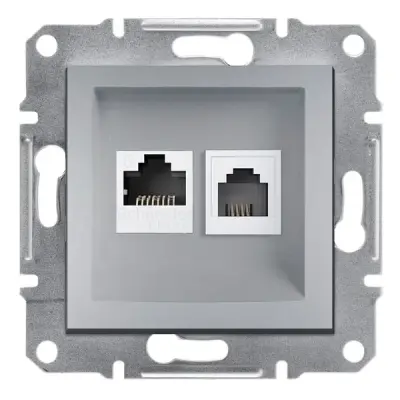 Schneider Electric - EPH5200161 - Asfora RJ45+RJ11 Cat6 UTP Data Skt Alum - 1