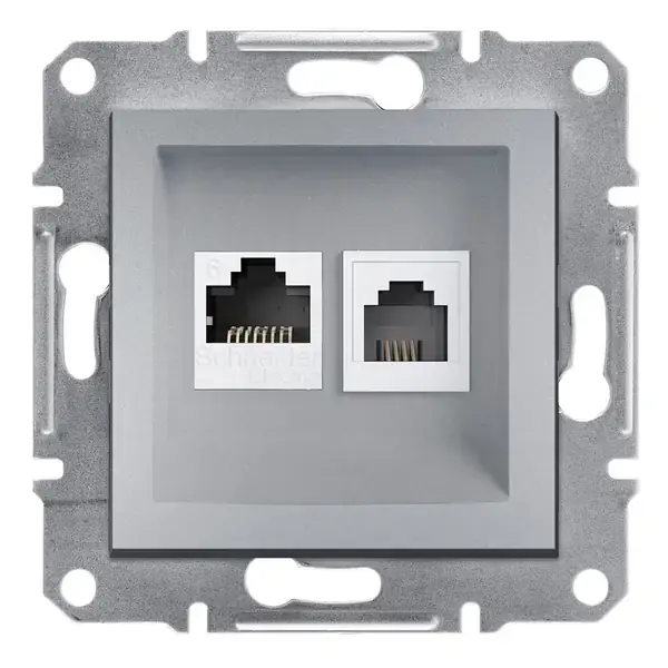 Schneider Electric - EPH5200161 - Asfora RJ45+RJ11 Cat6 UTP Data Skt Alum - 1