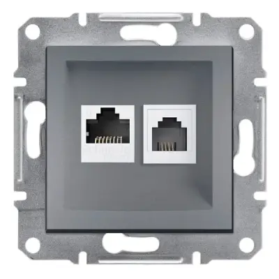 Schneider Electric - EPH5200162 - Asfora RJ45+RJ11 Cat6 UTP Data Skt Steel - 1