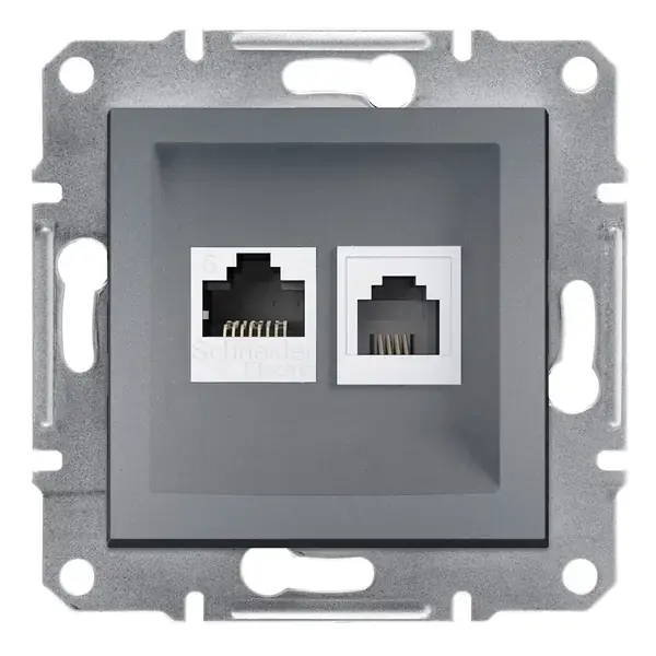 Schneider Electric - EPH5200162 - Asfora RJ45+RJ11 Cat6 UTP Data Skt Steel - 1