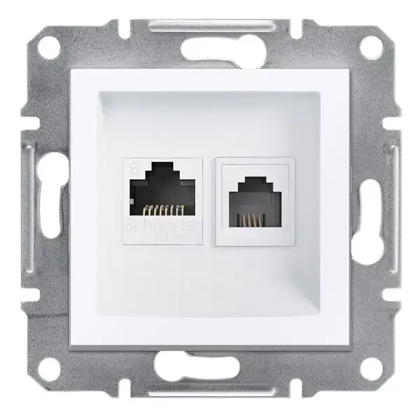 Schneider Electric - EPH5270121 - Asfora RJ45+RJ11 Cat6 UTP w/o Frm Wht - 1