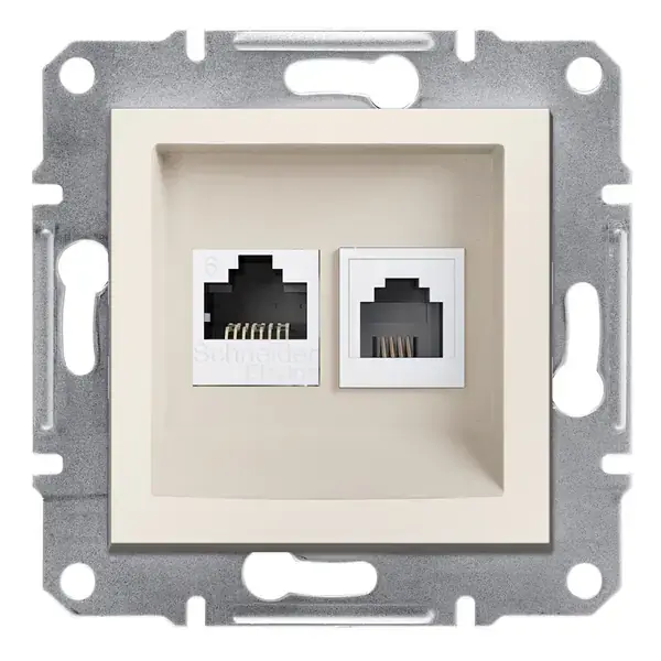 Schneider Electric - EPH5270123 - Asfora RJ45+RJ11 Cat6 UTP w/o Frm Crm - 1