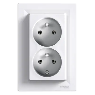 Schneider Electric - EPH9800121 - Asfora Double SO pin-earth CZ std white - 1