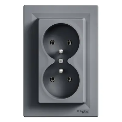 Schneider Electric - EPH9800262 - Asfora Double SO pin-earth PL std steel - 1