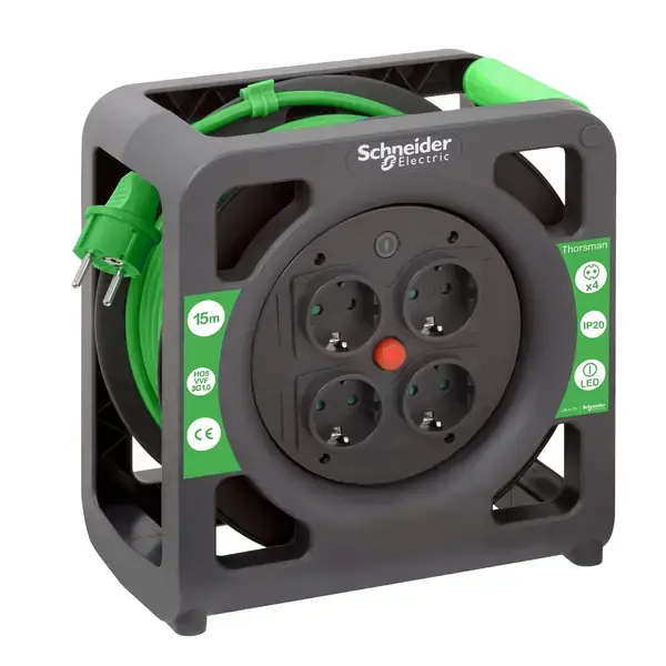 Schneider Electric - IMT33135 - Cable reel 15m HO5VVF 3G1.0 IP20 Schuko - 1