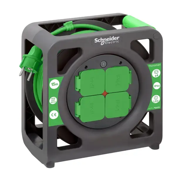 Schneider Electric - IMT33136 - Cable reel 15m HO5VVF 3G1.5 IP44 Schuko - 1