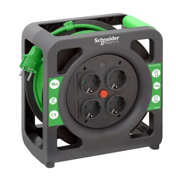 Schneider Electric - IMT33137 - Cable reel 15m HO5VVF 3G1.5 IP20 Schuko - 1