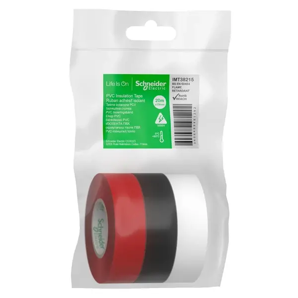 Schneider Electric - IMT38215 - Insulation tape 19mmx20m red+bk+wh - 1