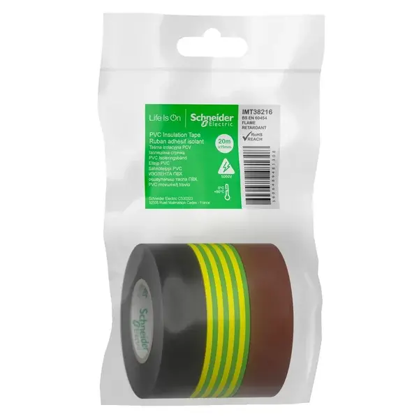 Schneider Electric - IMT38216 - Insulation tape 19mmx20m bl+gr/yl+brown - 1