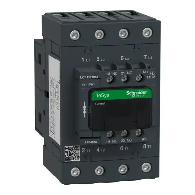 Schneider Electric - LC1DT80AFD - TeSys D contactor 4P AC1 80A 110V DC coi - 1