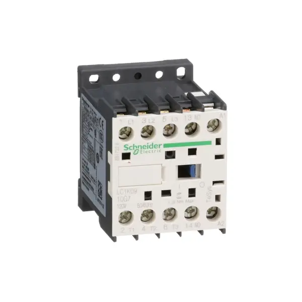 Schneider Electric - LC1K0910G7 - 3P CONTACTOR 9A AC3 4KW 1NO 120VAC COIL - 1