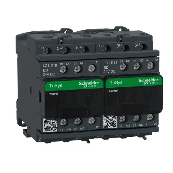 Schneider Electric - LC2D18BD - REV MAGNETIC CONTCTR 18A 440V AC3 TP 24V - 1