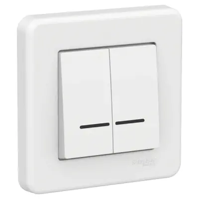 Schneider Electric - LNA2000321 - Leona Double 1-way Switch w/Loc.L. White - 1