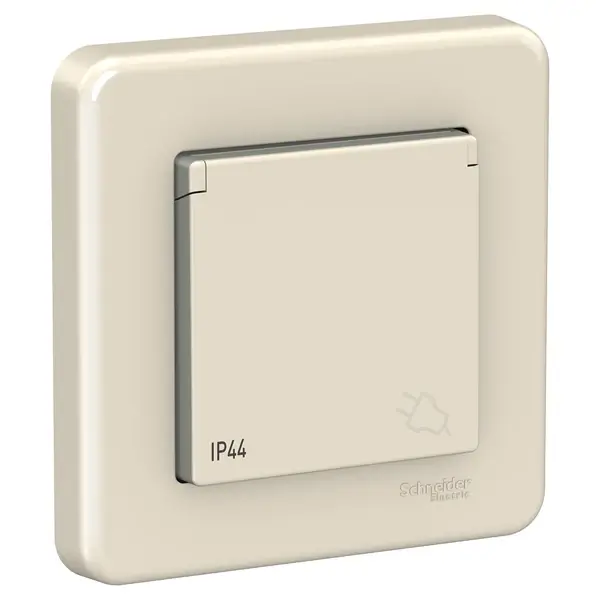 Schneider Electric - LNA2800523 - Leona Pin-e. S.O. IP44 w/ lid w/shtt Crm - 1