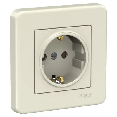 Schneider Electric - LNA2900223 - Leona Side-earth S.O. w/Shutter Cream - 1